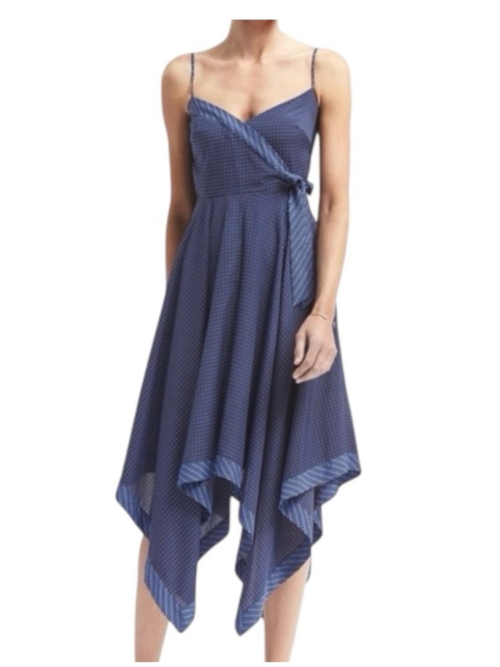 Banana Republic Navy Handkerchief Hem Navy Wrap Dress 2